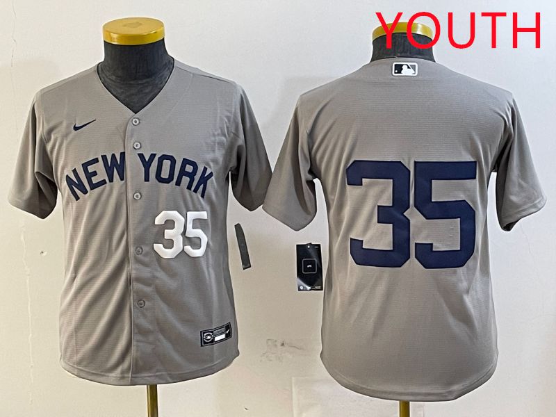 Youth New York Yankees 35 No Name Grey Game 2025 Nike MLB Jersey style 3